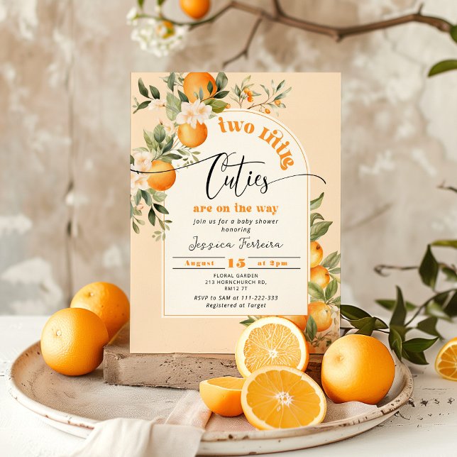 Invitation Deux petites cultes sont en route baby shower jume (Créateur téléchargé)