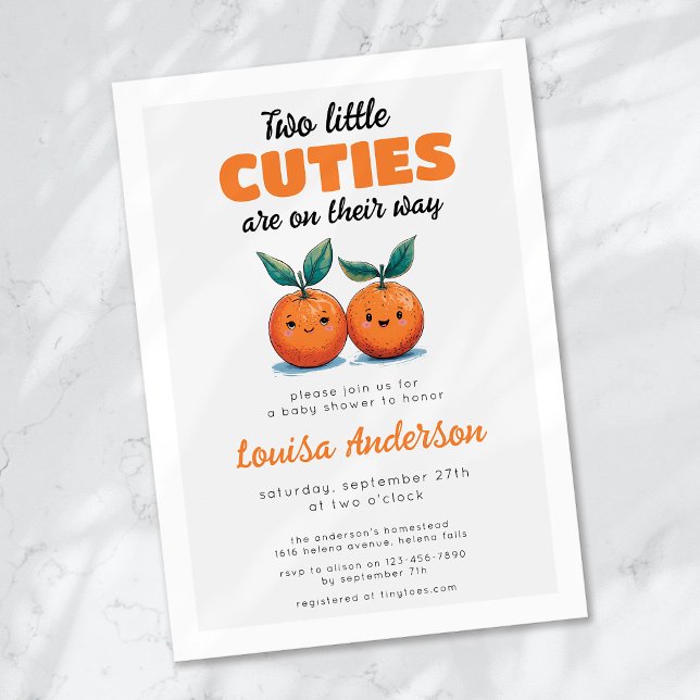 Invitation Deux petites cuties Orange Twin Baby shower (Créateur téléchargé)