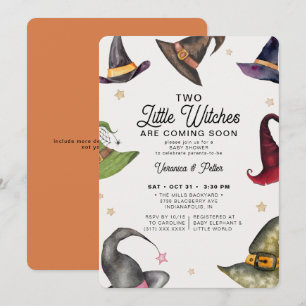Invitation Deux Petites Sorcières Baby shower d'Halloween Twi