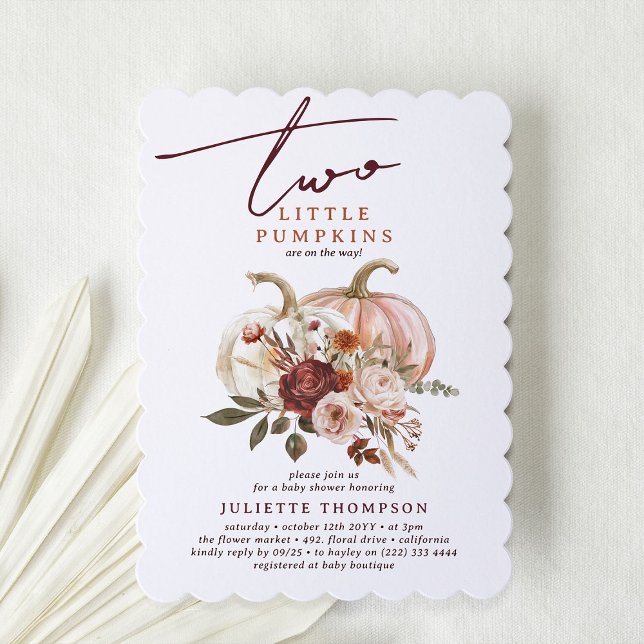 Invitation Deux Petits Citrouilles Fleur d'automne Baby showe (Créateur téléchargé)