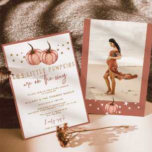 Invitation Deux Petits Citrouilles sont en route TWIN Baby sh