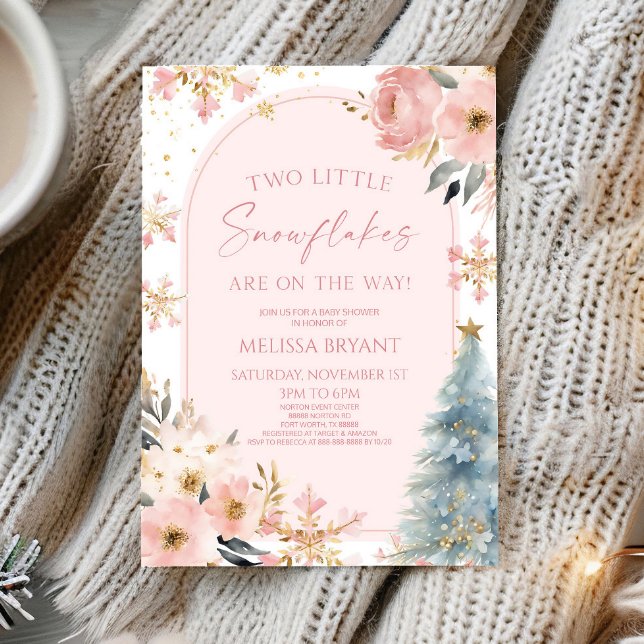 Invitation Deux petits flocons de neige Baby shower jumeaux d (Créateur téléchargé)