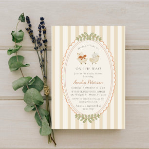 Invitation Deux Petits Jumeaux Poussins Baby Shower Aquarelle