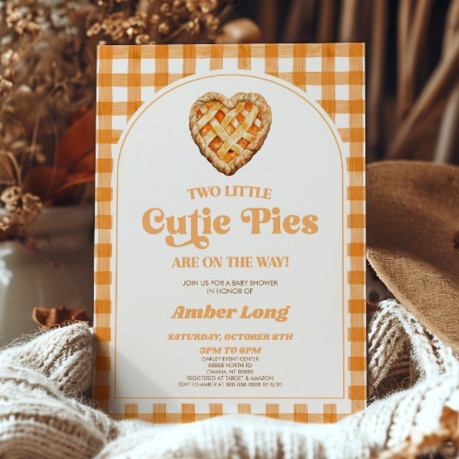Invitation Deux petits pies Cutie Baby shower Retro Twins (Créateur téléchargé)