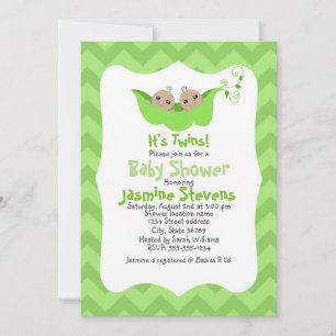 Invitation Deux petits pois dans le Baby shower des jumeaux P