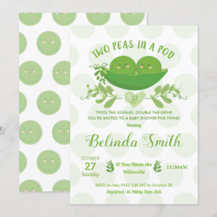 Invitation Deux petits pois dans un Baby shower de pod Invita