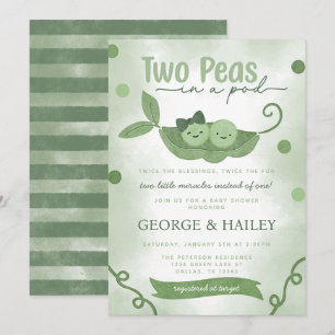 Invitation Deux petits pois dans un Baby shower jumeau Pod