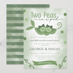 Invitation Deux petits pois dans un Baby shower pour filles j