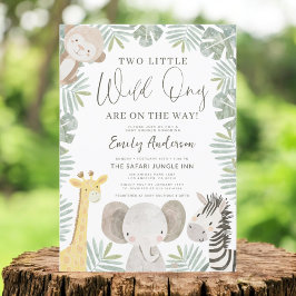 Invitation Deux Petits Sauvages Safari Animaux Baby shower