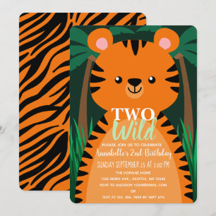 Invitation Deux petits tigres sauvages Deuxième anniversaire
