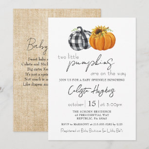 Invitation Deux Petits Tournesol Citrouille Twins Baby Sprink