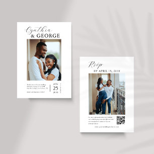 Invitation Deux photos préférées QR Code Site Mariage RSVP