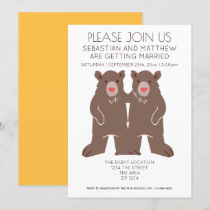 Invitation Deux pièces Cartographie Ours Mariage Gay