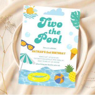 Invitation Deux piscine 2e anniversaire Splish Splash été