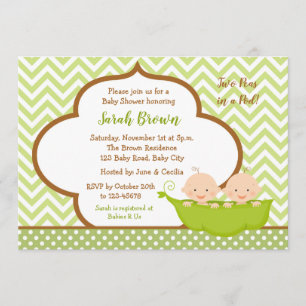 Invitation Deux pois dans un Baby shower de pois (neutres)
