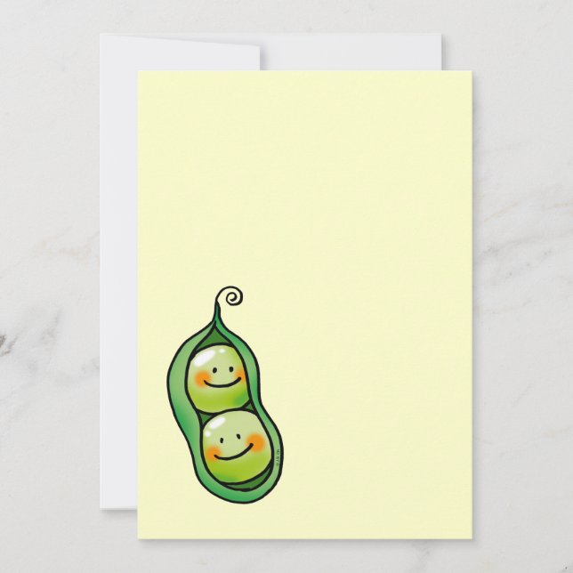 Invitation Deux pois dans une cosse, baby shower de jumeaux (Devant)
