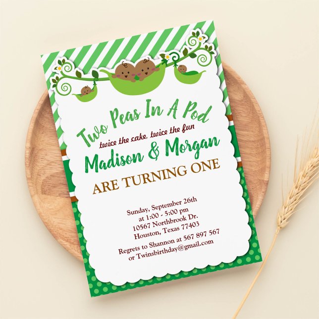 Invitation Deux Pois Dans Une Pod Twins Anniversaire (Créateur téléchargé)