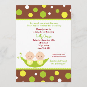 Invitation Deux Pois Dans Une Pod Twins Baby Shower Invitatio