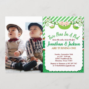 Invitation Deux Pois Dans Une Pod Twins Photo Anniversaire