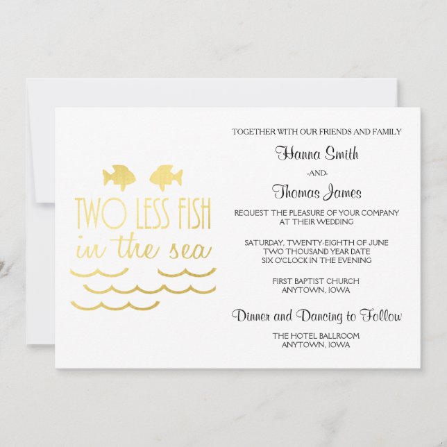 Invitation Deux poissons de moins dans le Mariage marin (Devant)