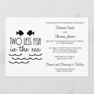 Invitation Deux poissons de moins dans le Mariage marin