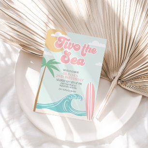 Invitation Deux pour la mer Anniversaire 2 ans PINK Surf Beac