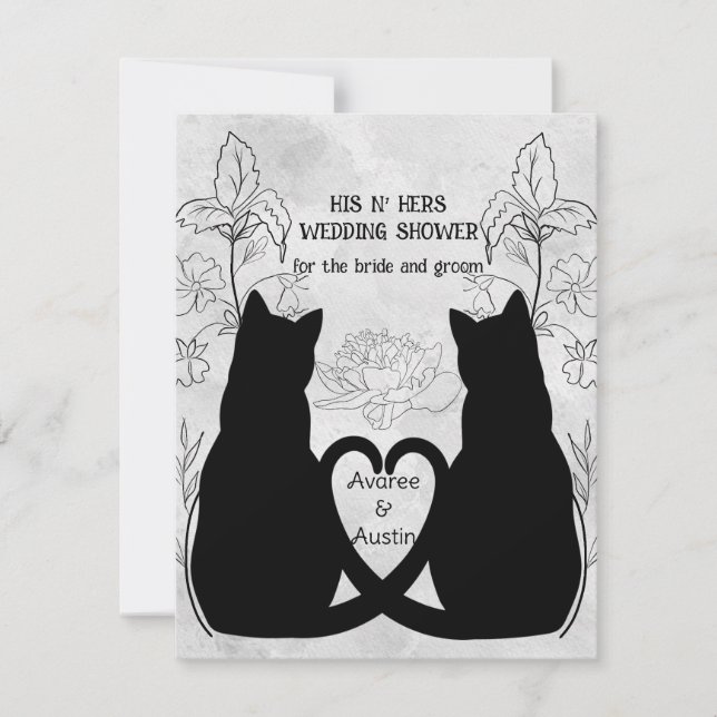 Invitation Deux Queues De Chats Noirs Entouraient Ses Hauteur (Devant)