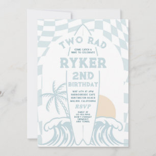 Invitation Deux Rad Modern Surf Surboard 2e fête d'anniversai