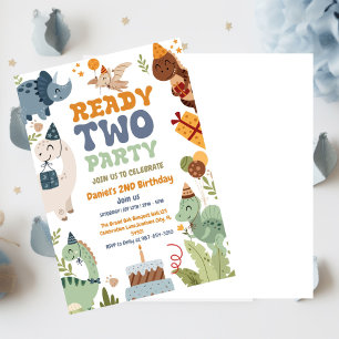 Invitation Deux Rex Ready Deux Fêtes, Garçon Deuxième Fête An