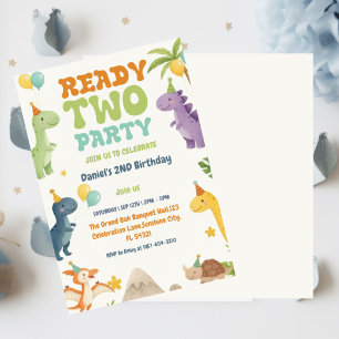 Invitation Deux Rex Ready Deux Fêtes, Garçon Deuxième Fête An