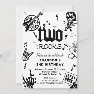 Invitation Deux Rocks Guitare Rock and Roll 1er Anniversaire