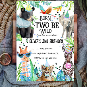 Invitation Deux Safari sauvage 2e anniversaire