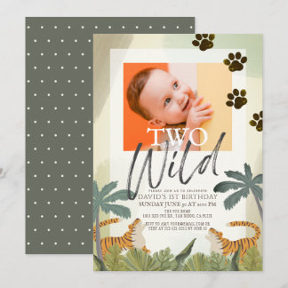 Invitation Deux Safari Wild Tiger Jungle 2e anniversaire Phot
