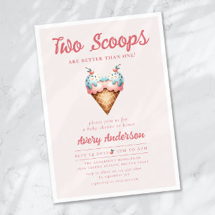 Invitation Deux Scoops Ice Cream Twins Baby shower