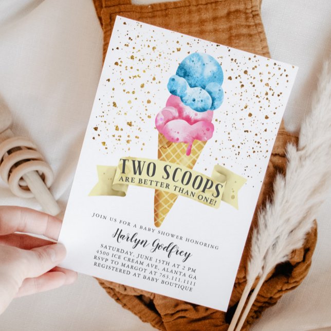 Invitation Deux Scoops Twin Boy et Girl Baby shower (Créateur téléchargé)