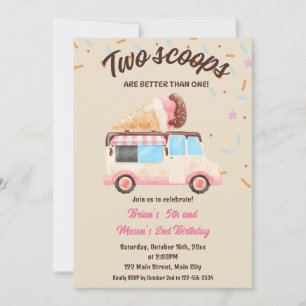Invitation Deux Scoops valent mieux qu'une fête d'anniversair