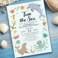 Deux Sea Ocean Animals Enfants Deuxième anniversai