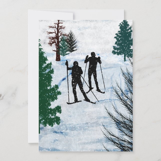 Invitation Deux skieurs de pays croisé (Devant)