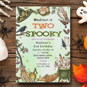 Invitation Deux sorcières Éffrayantes Halloween 2e anniversai