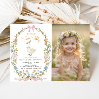 Invitation Deux sots Fleur sauvage d'oie 2ème anniversaire Ph