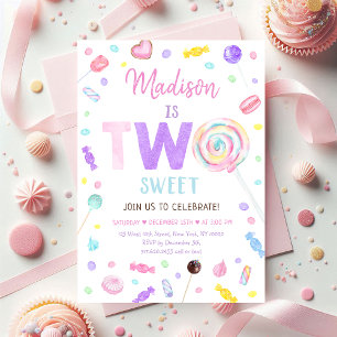 Invitation Deux sucreries sucrées Lollipop Bonbon Anniversair