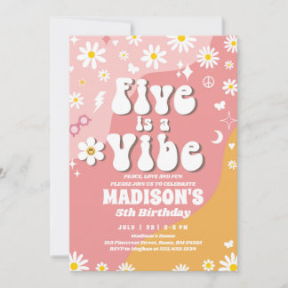 Invitation Deux Super 5e anniversaire Rainbow Peace Love Part