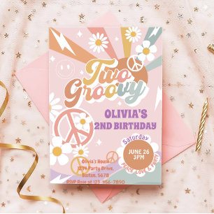 Invitation Deux Super Peach Love Party 2nd Birthday Invitatio