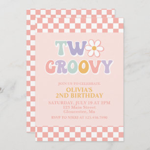 Invitation Deux Super Retro Daisy et Checker 2e anniversaire