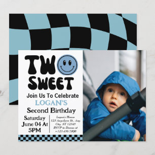 Invitation Deux Sweet Boy 2e photo d'anniversaire