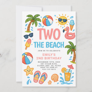 Invitation Deux The Beach Tropical 2e fête d'anniversaire