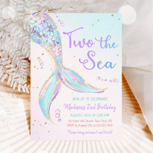 Invitation Deux The Sea Mermaid 2e fête d'anniversaire