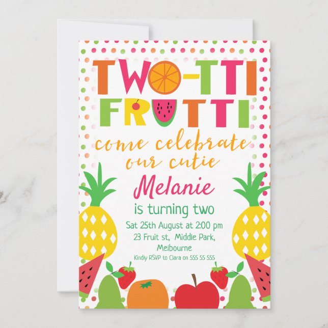 Invitation Deux-tii Fruit Come Celebrate 2e Anniversaire invi (Devant)