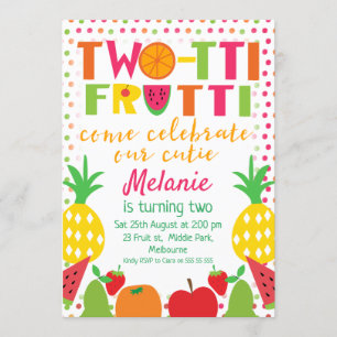 Invitation Deux-tii Fruit Come Celebrate 2e Anniversaire invi
