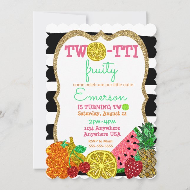 Invitation deux to frutti 2e anniversaire Tutti Frutti partie (Devant)